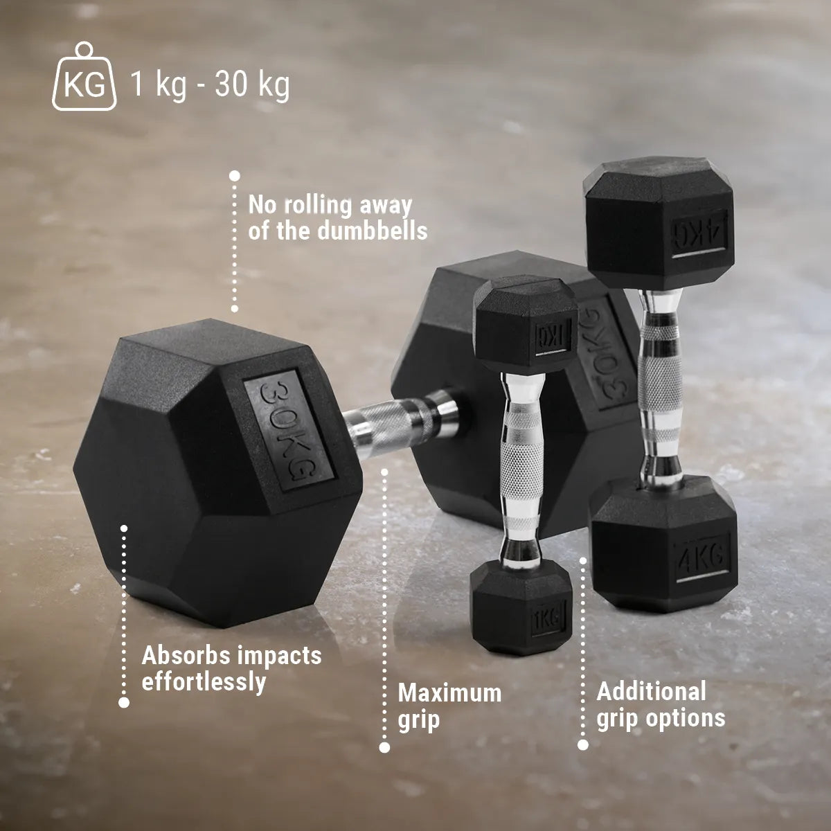 Gantera Hexagonala Hammer 1 kg - 30 kg